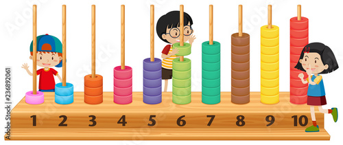 Children playing with abacus
