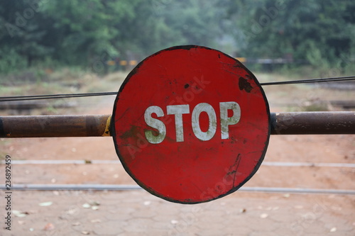 STOP sign at railway crossing 5615
