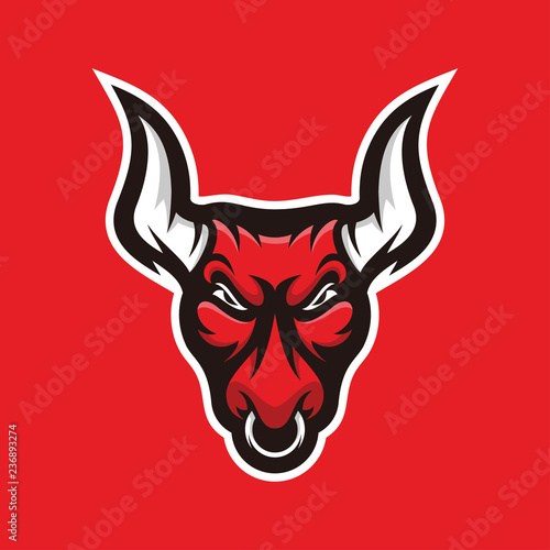 Bull illustration mascot logo, bison bullock buffalo vector icon