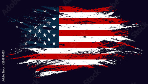 Grunge Flag of the USA. Vector illustration in with grunge texture. 