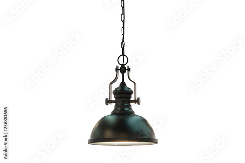 modern black ceiling lamp isolated on white background.