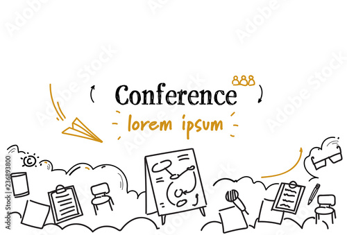 business presentation training conference concept sketch doodle horizontal isolated copy space