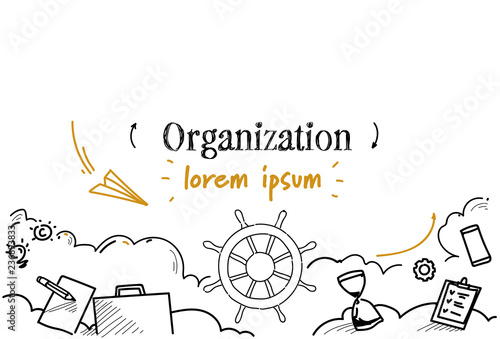 ship steering wheel business direction organization concept sketch doodle horizontal isolated copy space