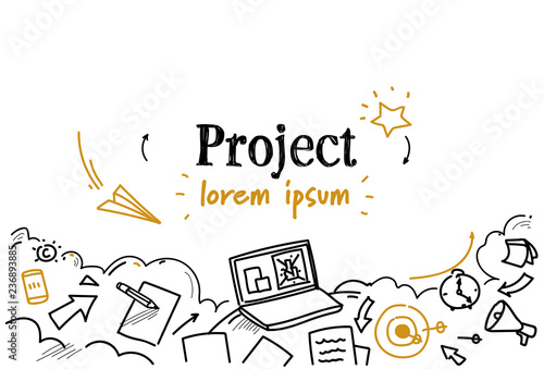 financial business graph new project concept sketch doodle horizontal isolated copy space