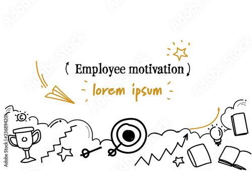 successful career goals employee motivation concept sketch doodle horizontal isolated copy space vector illustration