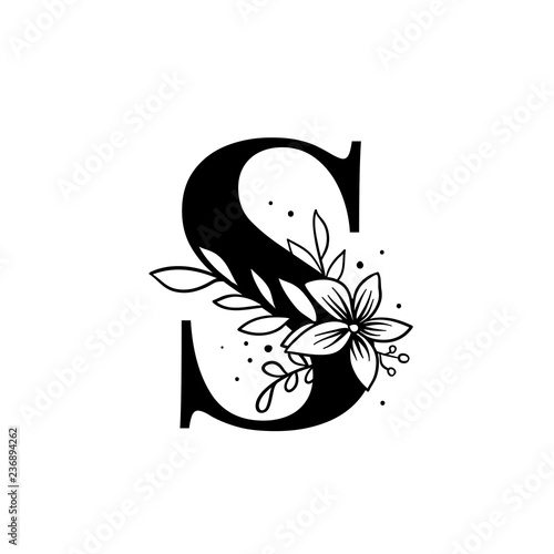 Botanical capital letter S vector
