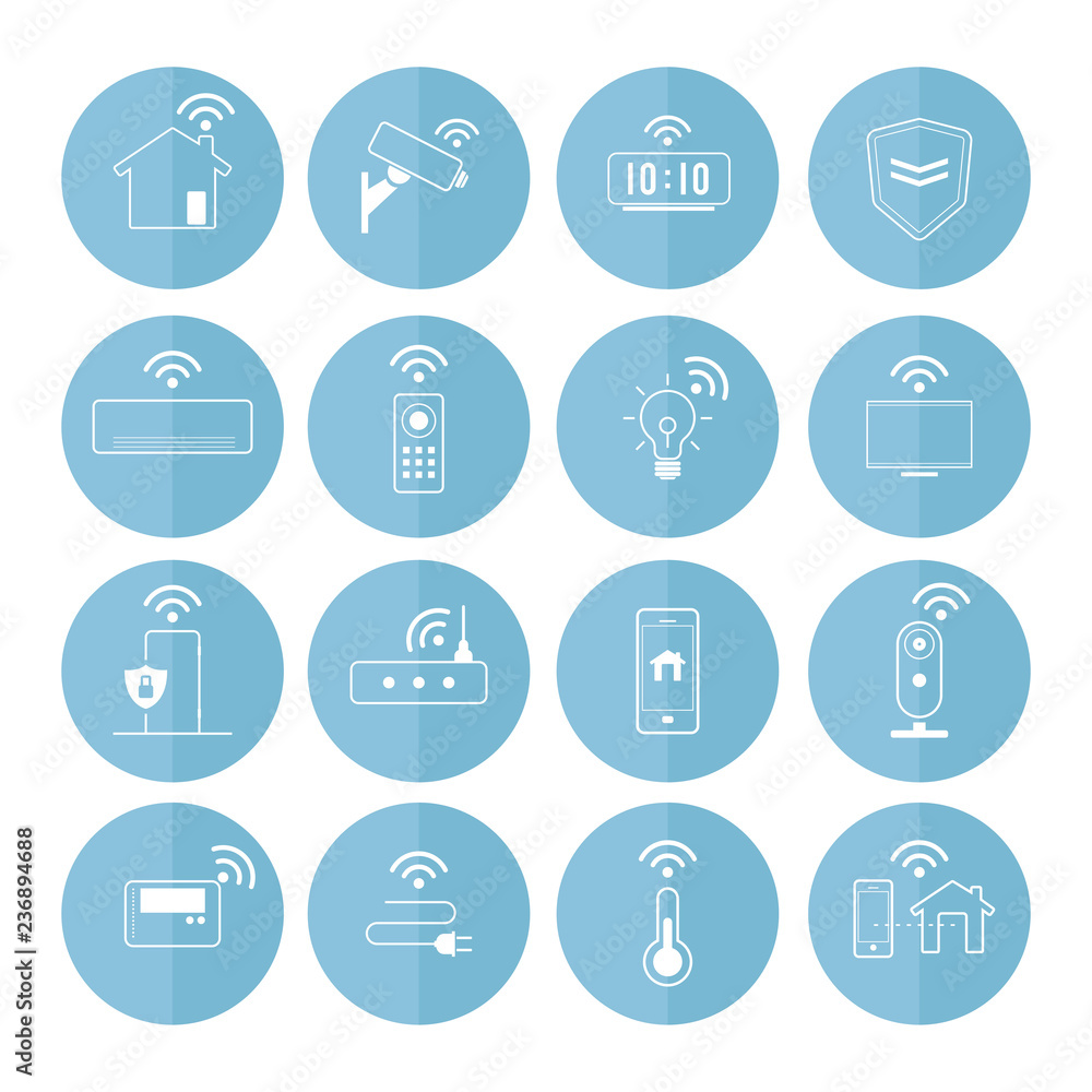 Smart home technology icon vector set