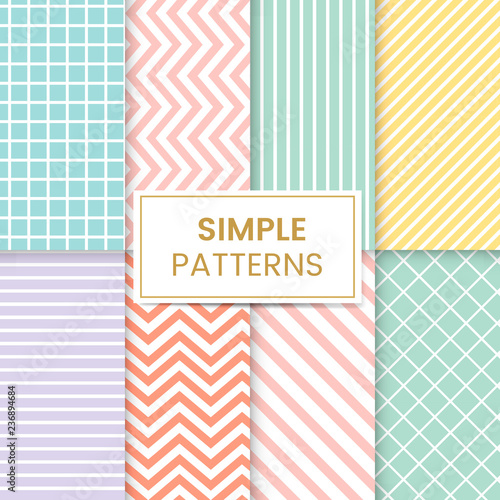 Pastel mixed seamless pattern vector set