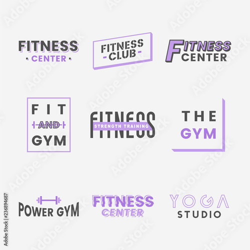 Set of fitness club logo vectors