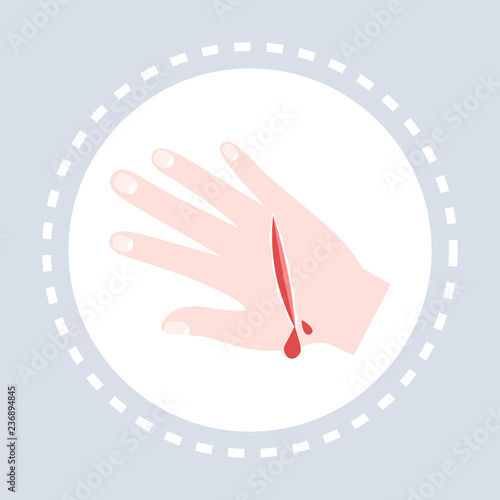 Bleeding wound maim hand icon healthcare medical service logo medicine and health symbol concept flat