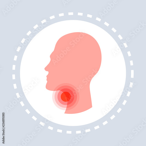 sore throat ache concept human head profile icon healthcare medical service logo medicine and health symbol flat