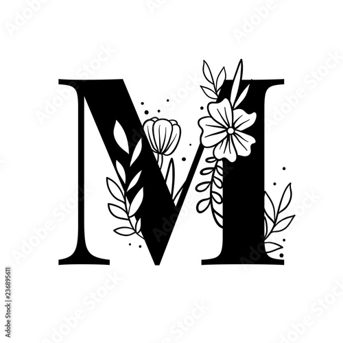 Botanical capital letter M vector