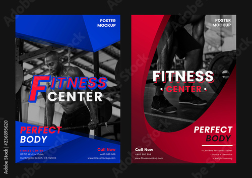 Set of fitness club posters vector