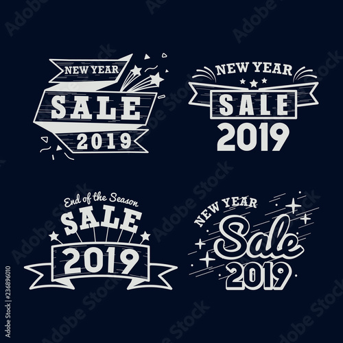 2019 new year sale badge vector set