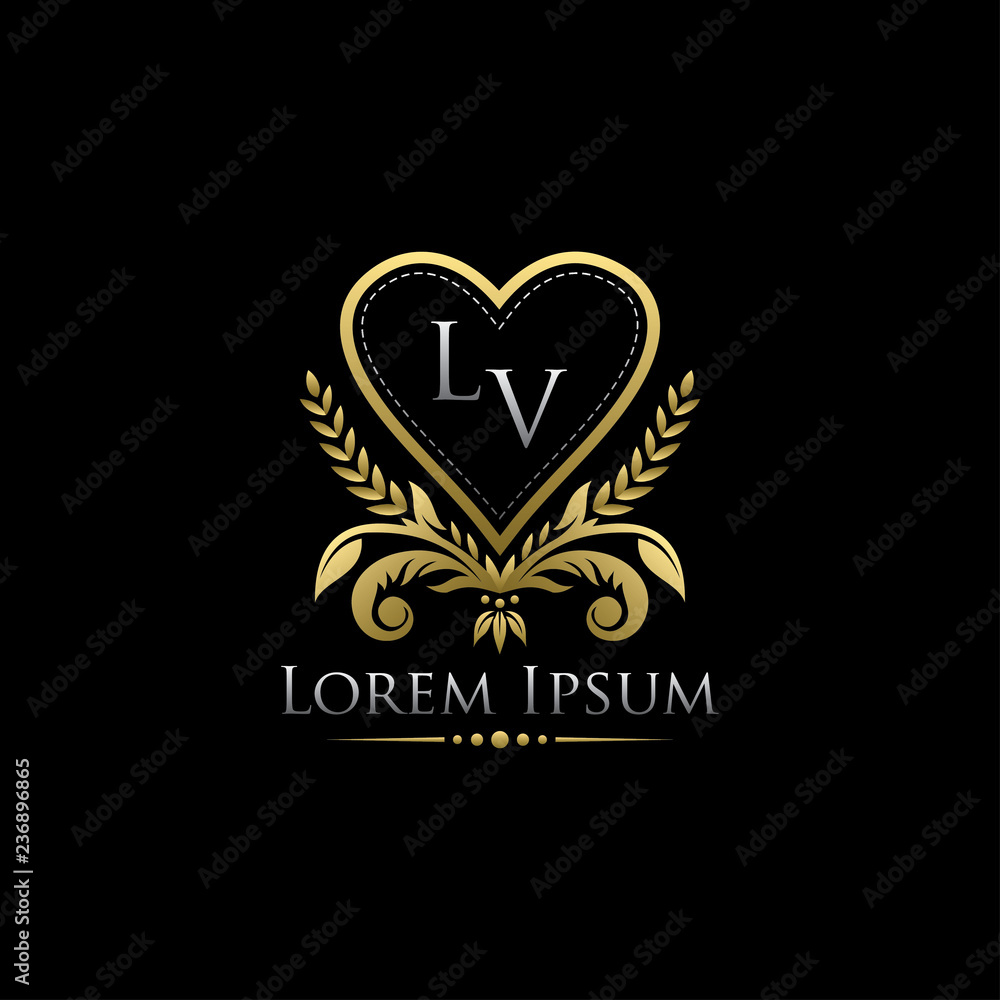 Feminine Luxury Heart Badge , Letter Logo Feminine Luxury Heart Badge , Letter Logo