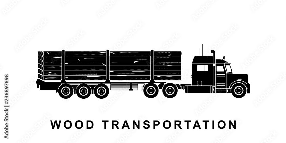 Detailed wood transporting truck illustration Detailed wood transporting truck illustration