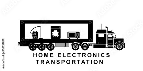 Detailed home electronics transporting truck illustration