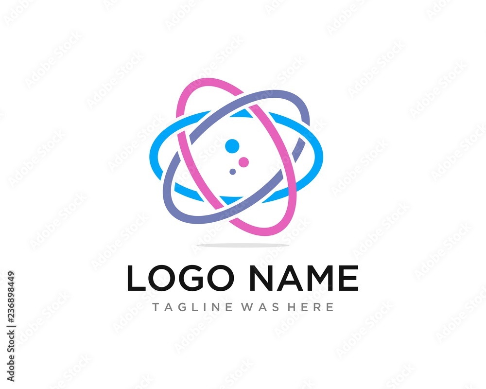 Rotation atom flat color. Icon Logo Template. Rotation atom flat color. Icon Logo Template.