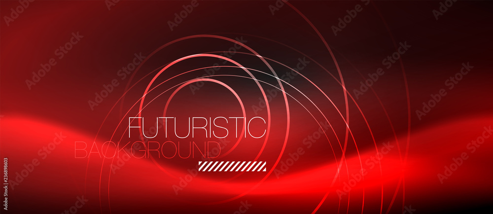 Dark abstract background with glowing neon circles Dark abstract background with glowing neon circles