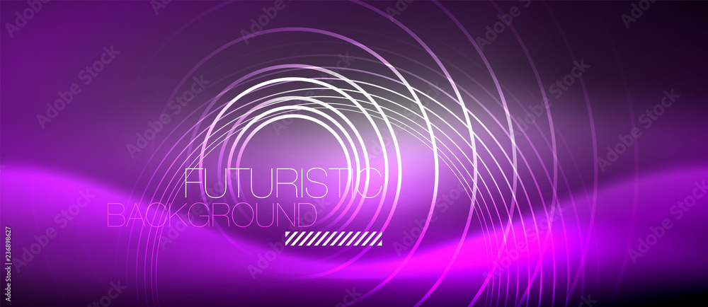 Neon circles abstract background, shiny lines Neon circles abstract background, shiny lines