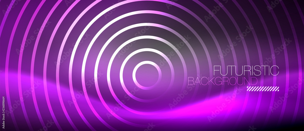 Neon circles abstract background, shiny lines Neon circles abstract background, shiny lines