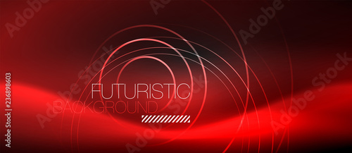Dark abstract background with glowing neon circles