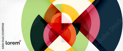 Modern geometric circles abstract background, colorful round shapes with shadow effects