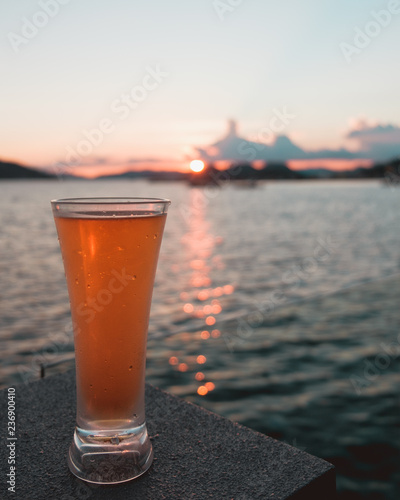 Beer and sunset