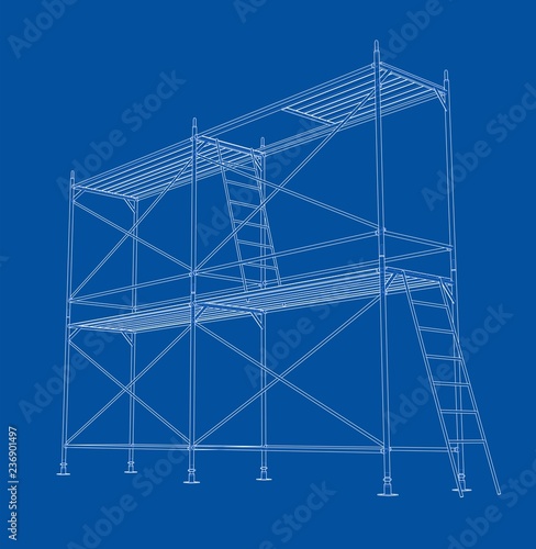 3D outline scaffold. Vector rendering of 3d