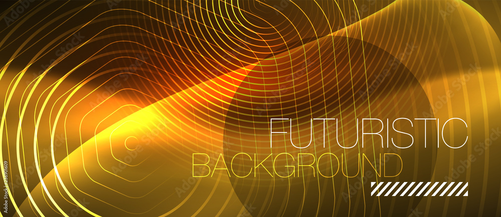 Neon glowing wave, magic energy and light motion background. Vector wallpaper template Neon glowing wave, magic energy and light motion background. Vector wallpaper template