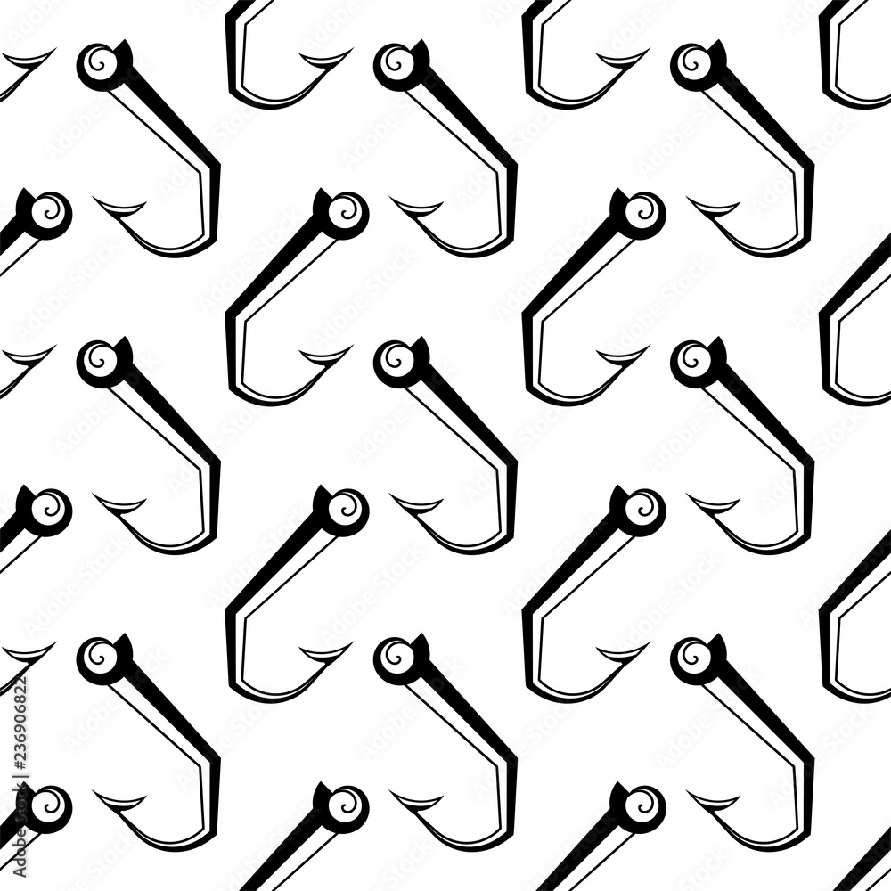 Fishing Hook Icon Seamless Pattern Fishing Hook Icon Seamless Pattern