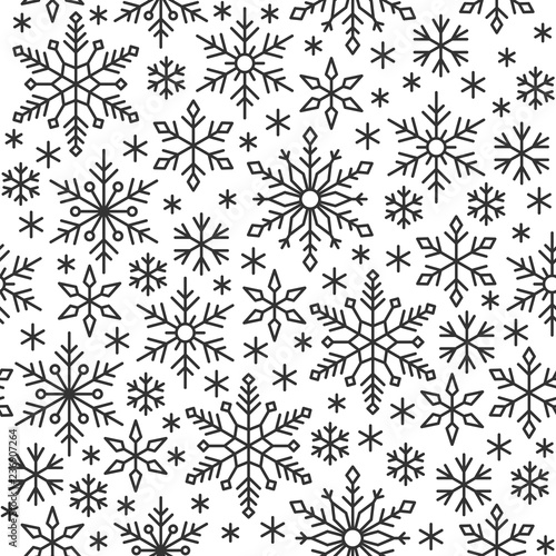 Snow flake line seamless pattern winter background