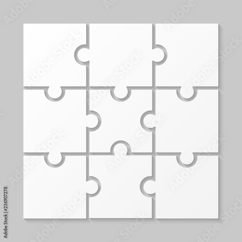 White Puzzle Pieces JigSaw Nine Steps Infographic.