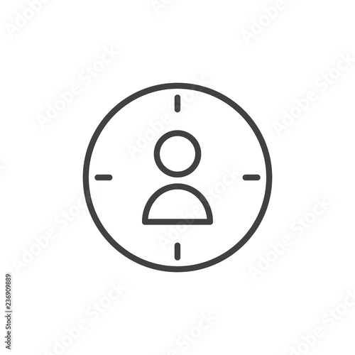 Target marketing outline icon. linear style sign for mobile concept and web design. Target audience simple line vector icon. Symbol, logo illustration. Pixel perfect vector graphics