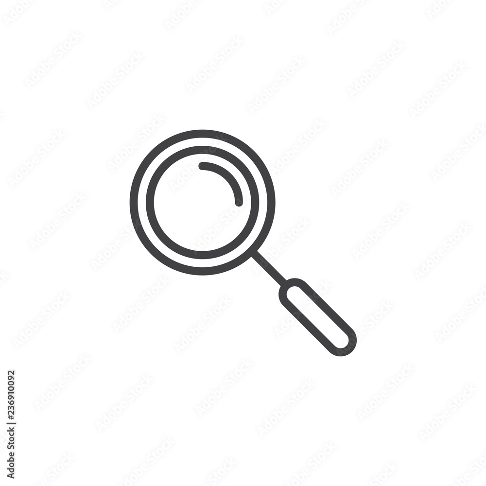 Magnifying glass outline icon. linear style sign for mobile concept and web design. Magnifier search simple line vector icon. Symbol, logo illustration. Pixel perfect vector graphics Magnifying glass outline icon. linear style sign for mobile concept and web design. Magnifier search simple line vector icon. Symbol, logo illustration. Pixel perfect vector graphics