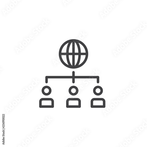 User Network outline icon. linear style sign for mobile concept and web design. Globe connected with people simple line vector icon. Symbol, logo illustration. Pixel perfect vector graphics