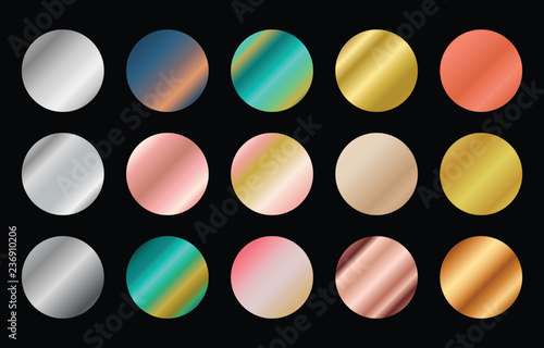 Luxury metallic  gradient collection, Silver Gold, Rose Gold, Copper, Foil texture design for Wedding colour schemes, Invitation Card, Vip Banner ribbon, label design Vector 