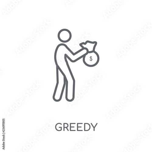 Greedy linear icon. Modern outline Greedy logo concept on white background from Activity and Hobbies collection