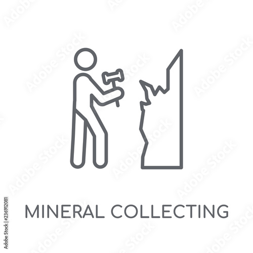 Mineral collecting linear icon. Modern outline Mineral collecting logo concept on white background from Activity and Hobbies collection