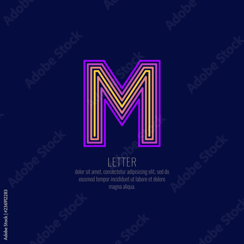 Modern linear logo and sign the letter M.