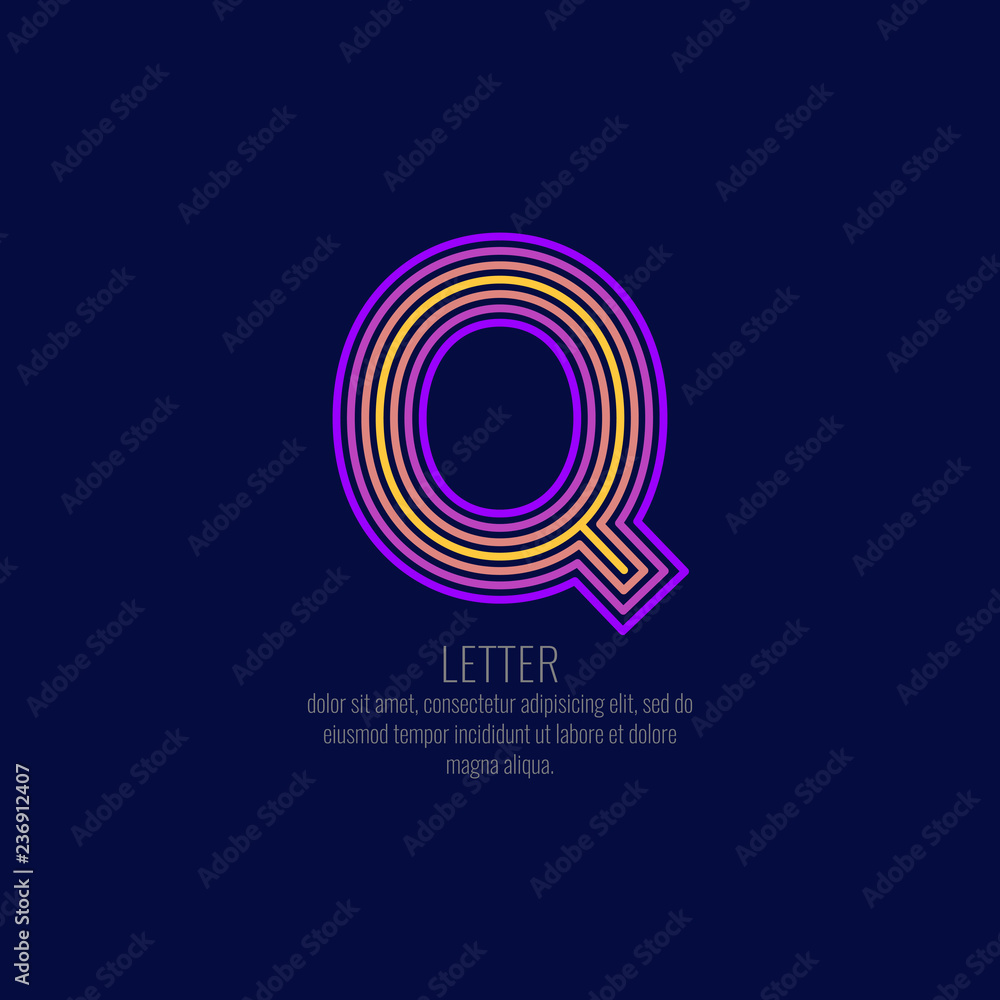 Modern linear logo and sign the letter Q. Modern linear logo and sign the letter Q.