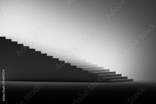 Illustration with stairs in black and white color. 3d illustration.