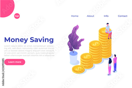 Vector financial growth concept with stacks of golden coins
