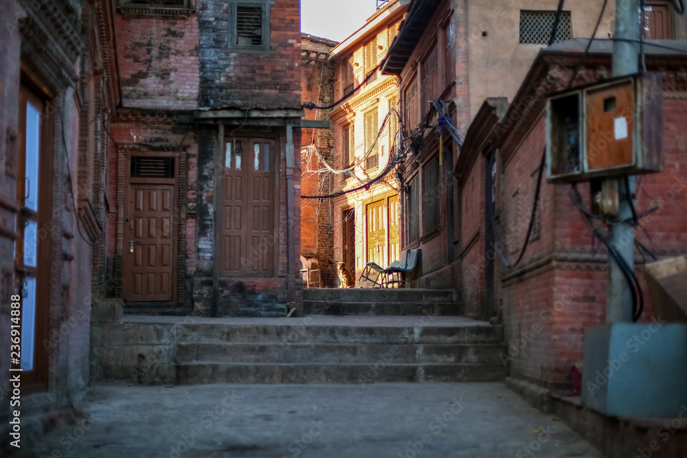 Alley of Swayambhunath in the morning