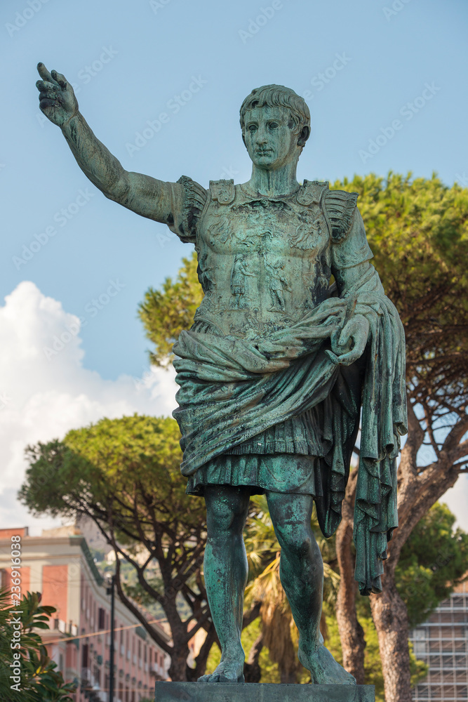 ancient statue of Gaius Julius Caesar in Naples, Italy