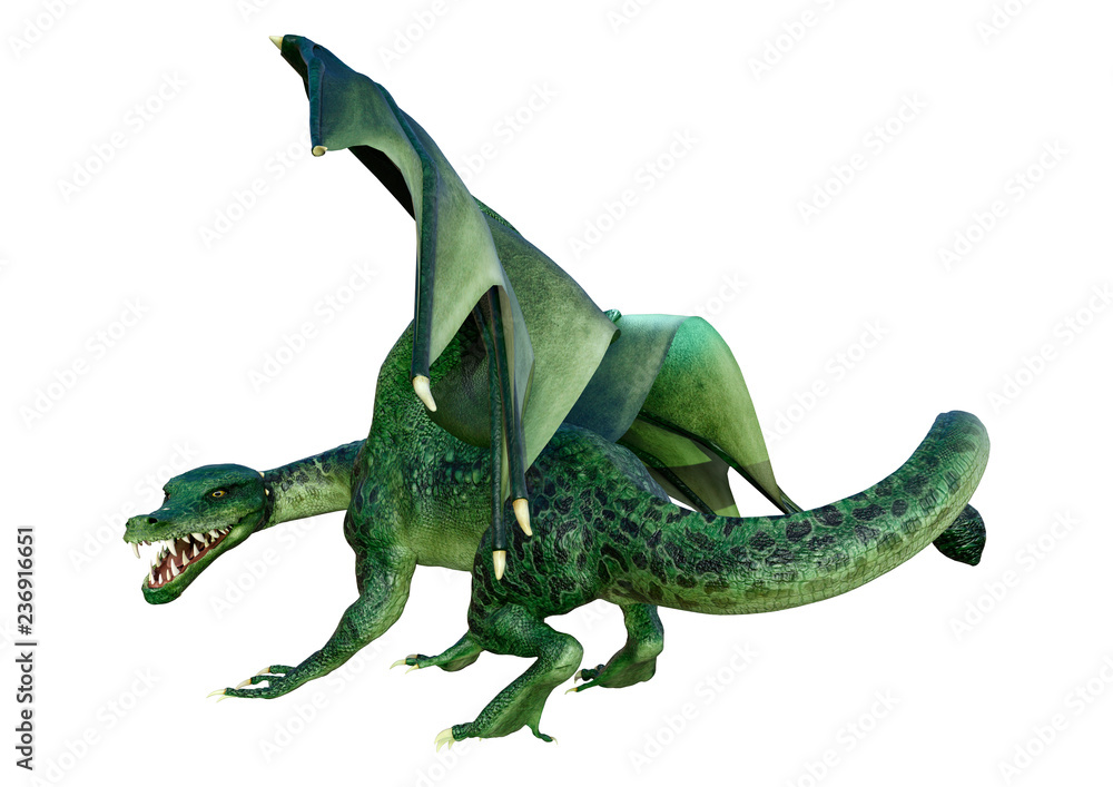 Fototapeta premium 3D Rendering Fairy Tale Dragon on White