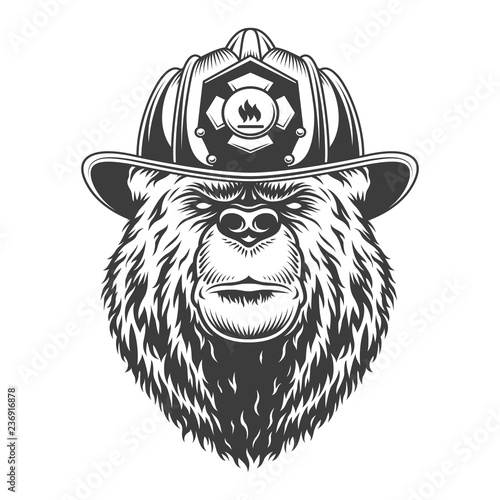 Vintage monochrome firefighting concept