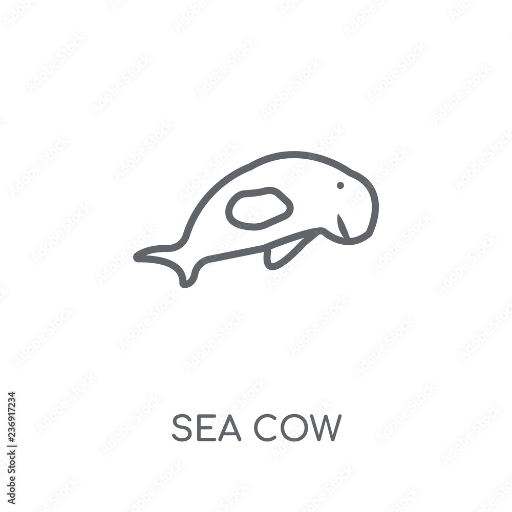 Sea cow linear icon. Modern outline Sea cow logo concept on white