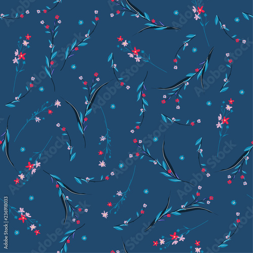 Stylish Floral pattern blowing flowers. Botanical and meadow  Seamless vector For fashion and all prints. Printing with in hand drawn style