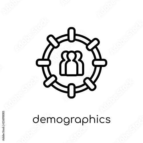 Demographics icon. Trendy modern flat linear vector Demographics icon on white background from thin line Maps and Locations collection